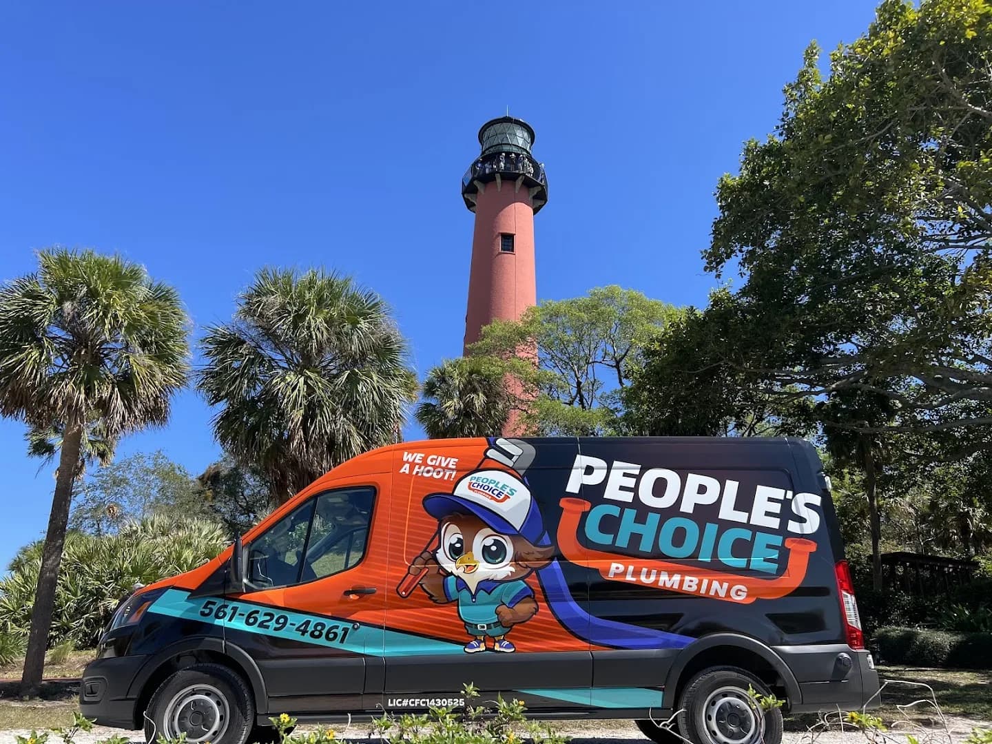 People's Choice Plumbing service van at the Jupiter Inlet Lighthouse